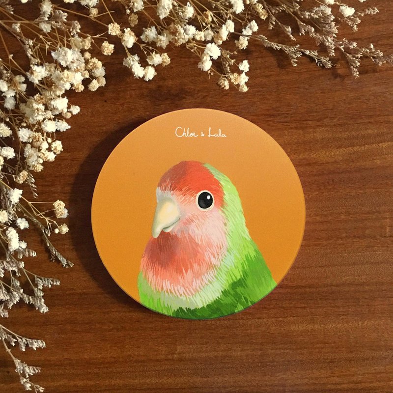 汪喵啾陶瓷吸水杯垫 - 爱情鸟 - 杯垫 - 陶 橘色