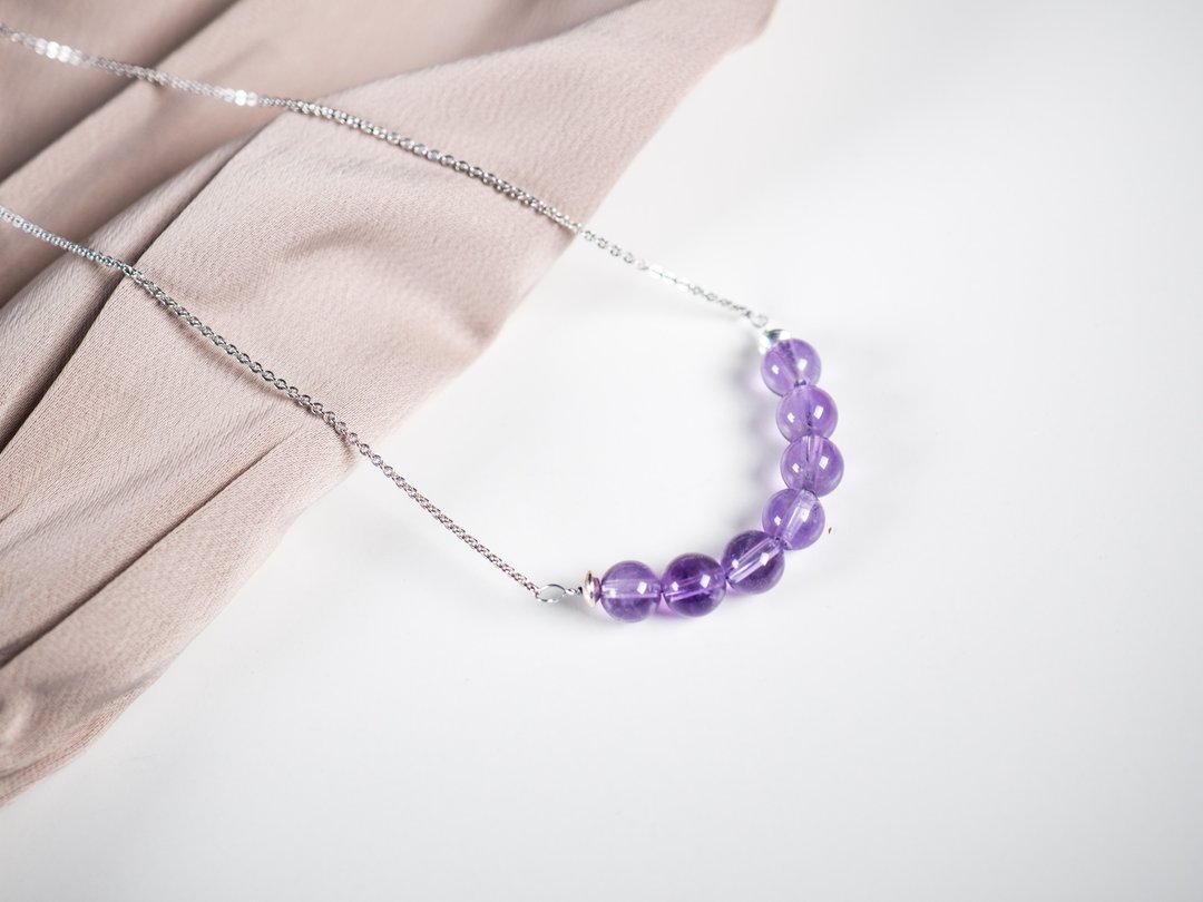 Amethyst Necklace, 925 Sterling Silver, Gemini, Aquarius, Pisces Crystal Gift - 项链 - 水晶 紫色