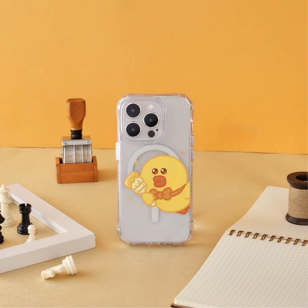 LINE FRIENDS黄色莎莉-黄色闪亮亮抗黄防摔MagSafe iPhone手机壳 - 手机壳/手机套 - 塑料 透明