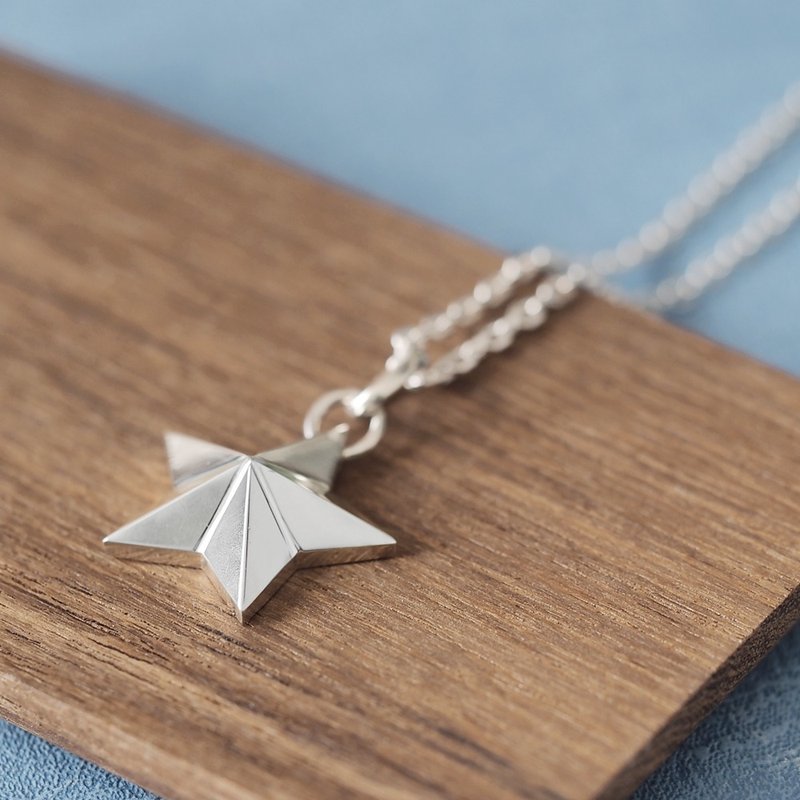 3D 星星男士项链 925银 - 项链 - 其他金属 银色