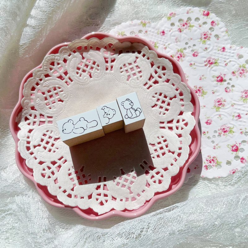 Bear Stamp set - 印章/印台 - 木头 多色