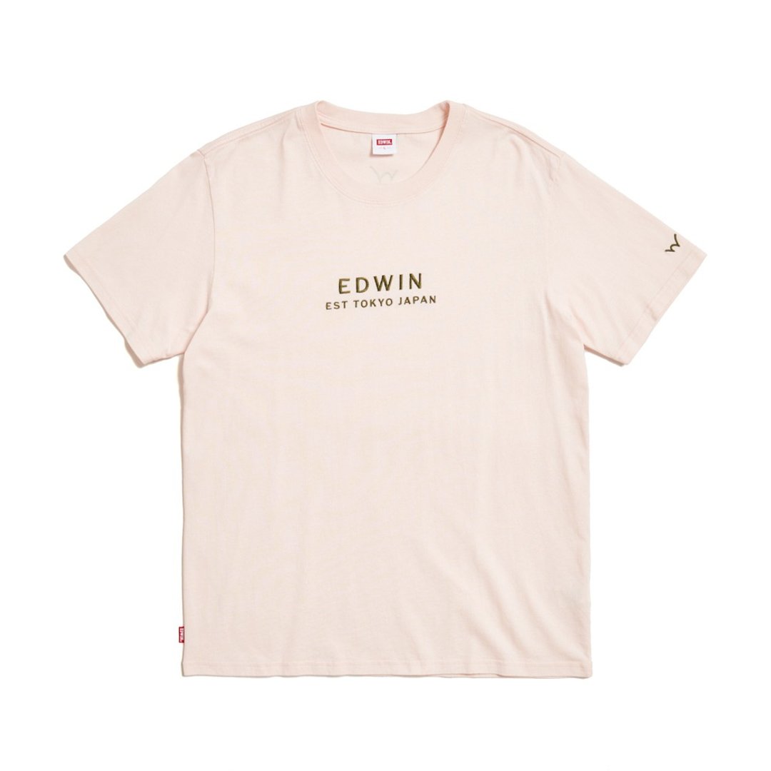 EDWIN 男装 简约刺绣印花短袖 T 恤 (淡粉红) #上衣 #短袖 - 男装上衣/T 恤 - 棉．麻 粉红色