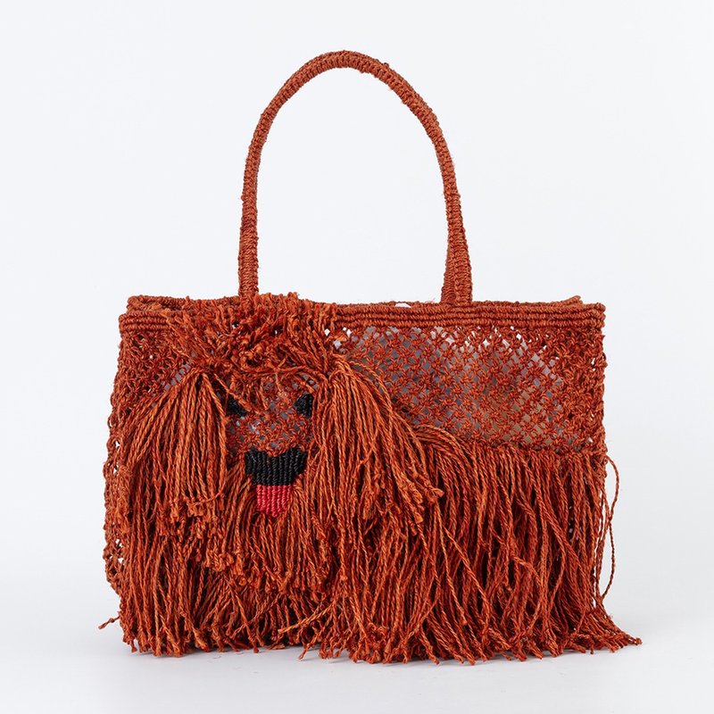 【The Jacksons】长毛狗编织包-姜红 - 手提包/手提袋 - 棉．麻 咖啡色