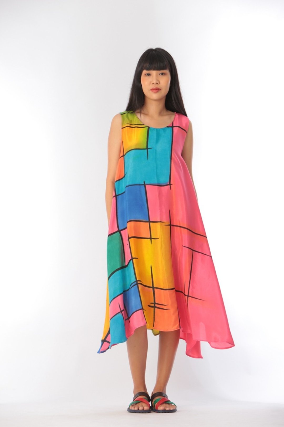 Dress Hand Paint Soft Cotton Silk for Yoga Vacation Holidays - 洋装/连衣裙 - 棉 多色