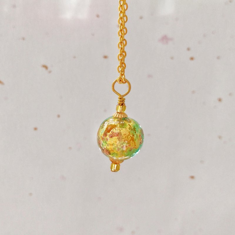 |威尼斯系列|  海洋的冒险金箔吊饰项链 24K金箔垂饰  意大利进口 - 项链 - 玻璃 蓝色