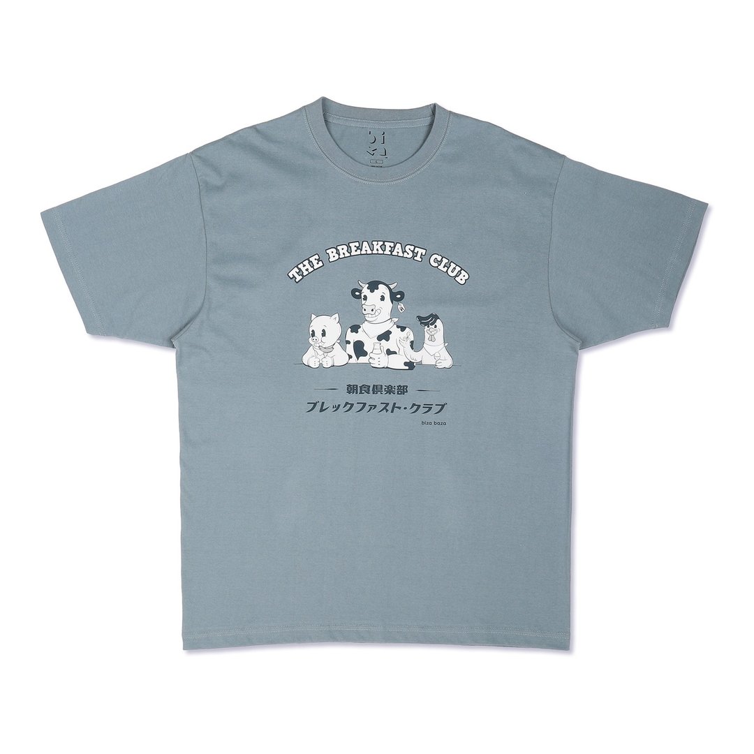 早餐俱乐部 美式怀旧短袖 Tshirt 衫系列 雾蓝色 - 中性连帽卫衣/T 恤 - 棉 蓝色