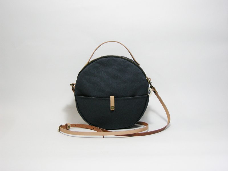 圆包(帆布)__作作 zuo zuo手制拉链包 - 侧背包/斜挎包 - 真皮 蓝色