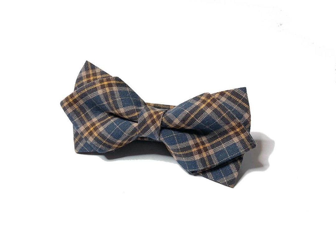 蓝黄格英伦风 领结 Bow Ties - 领结/领巾 - 棉 多色