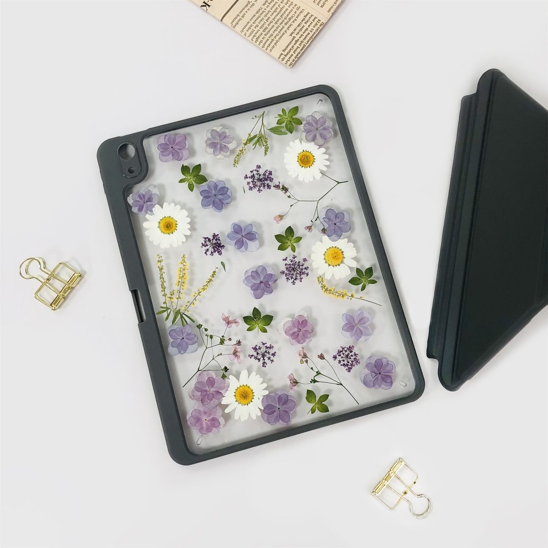 紫花白雏菊手作押花iPad壳 iPad Air 11寸13寸iPad Pro11寸13寸 - 平板/电脑保护壳 - 植物．花 
