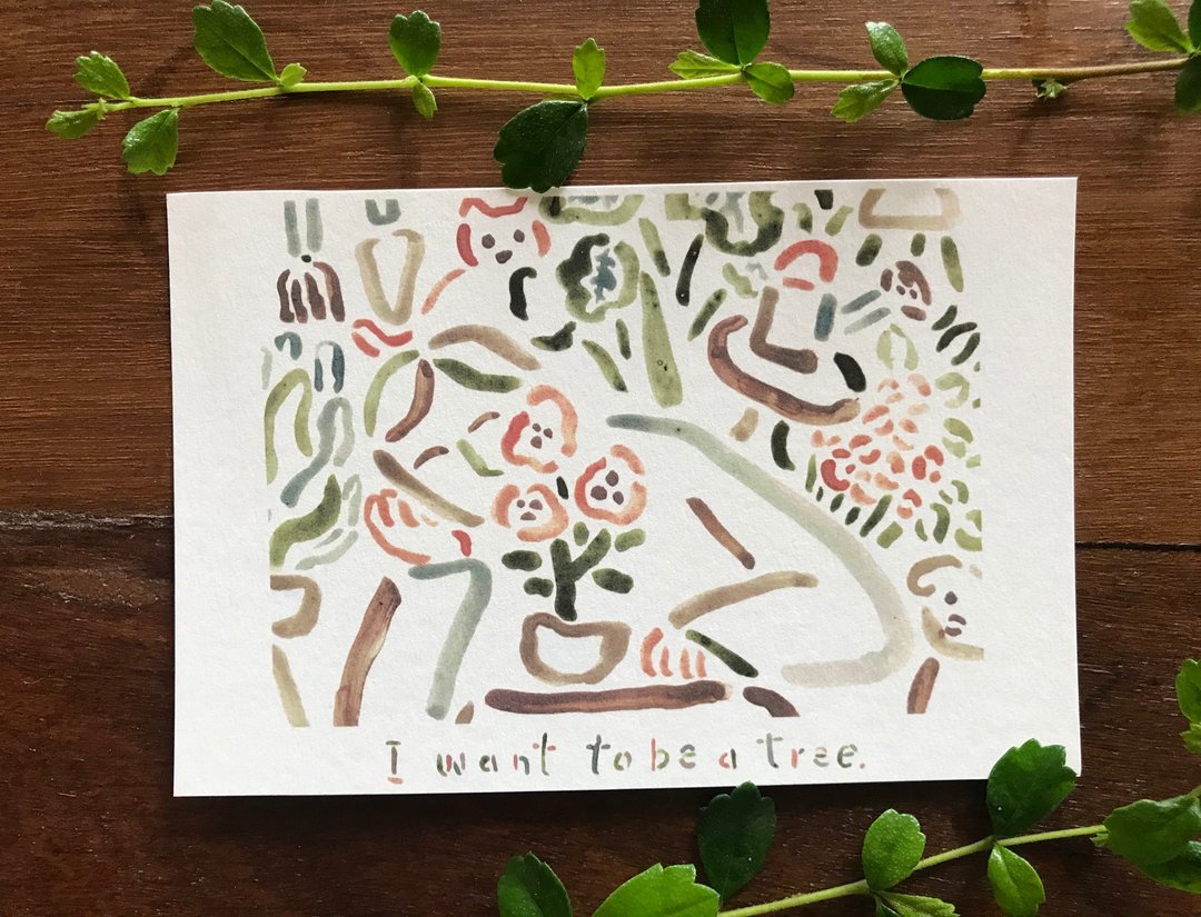 I want to be a tree postcard - 卡片/明信片 - 纸 白色