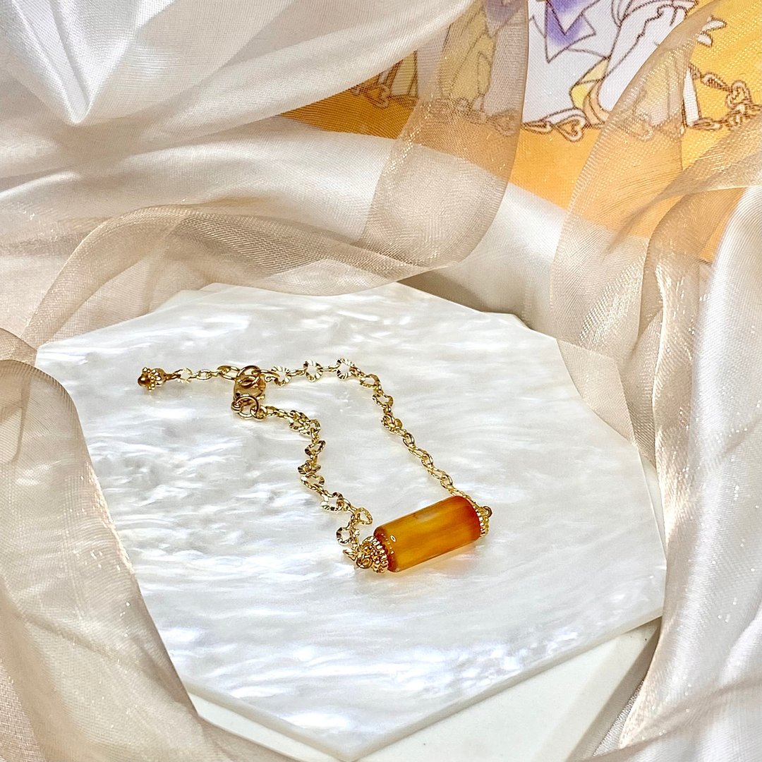 Sailor水手系列- Simple金星 | 玛瑙 | 14K - 手链/手环 - 水晶 金色
