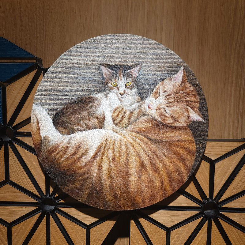 精致手绘油画  猫腻  独一无二 - 海报/装饰画/版画 - 棉．麻 咖啡色