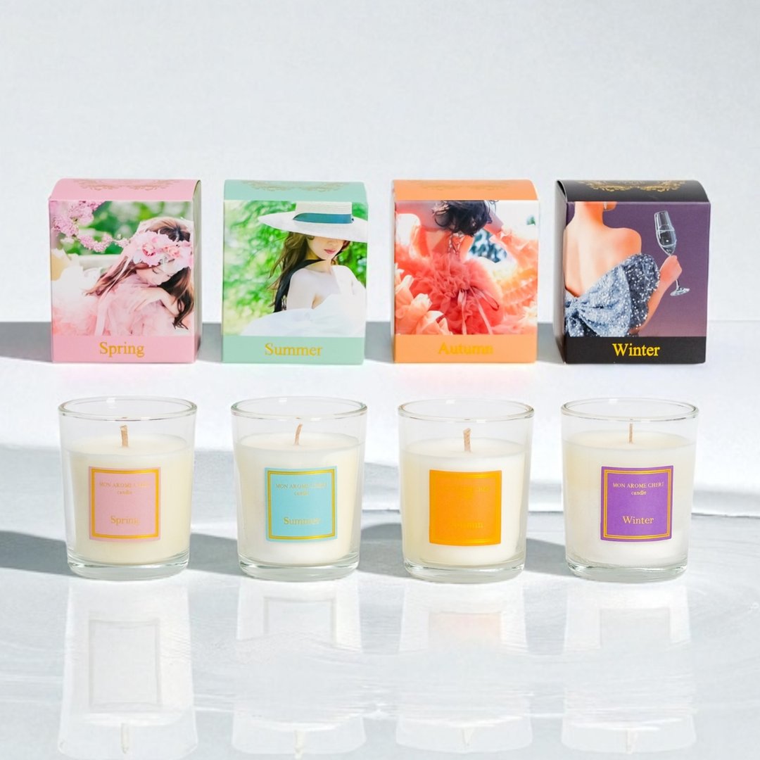 大米蜡烛 日本制 四季香薰 4件套【春夏秋冬】100%米蜡・大豆蜡 - 蜡烛/烛台 - 蜡 多色