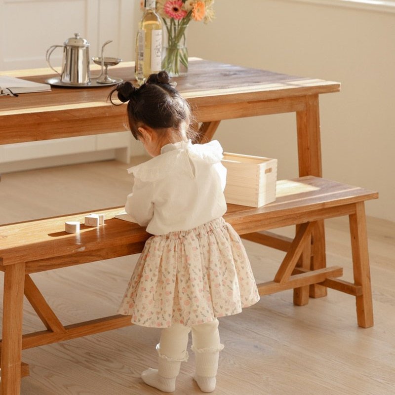 可爱蕾丝婴儿棉纯婴儿衬衫 - 童装上衣 - 棉．麻 白色