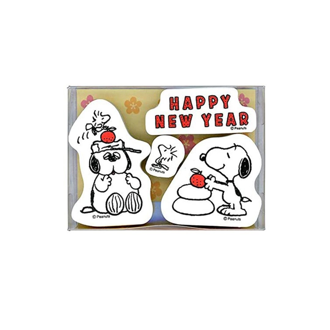 【KODOMO NO KAO】 Snoopy贺年海绵印章组 HAPPY NEW YEAR - 印章/印台 - 木头 