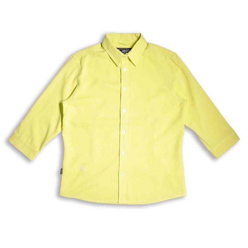 修身版型七分袖衬衫　柠檬黄 - 男装衬衫 - 棉．麻 黄色