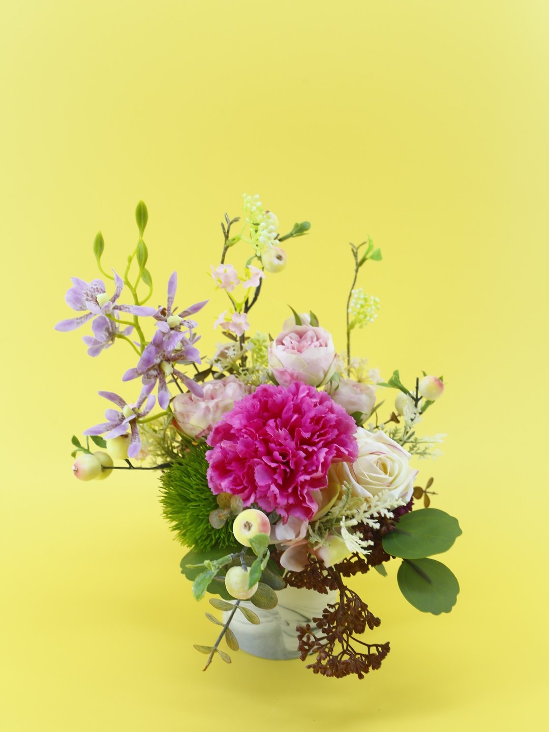 紫石斛兰康乃馨香氛花礼/拟真花/人造盆栽/母亲节/送礼/礼物/花艺 - 植栽/盆栽 - 其他材质 紫色
