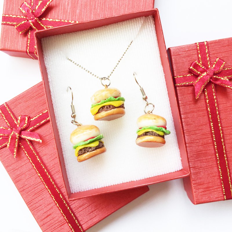 Hamburger Jewerly Box set - 项链 - 粘土 橘色