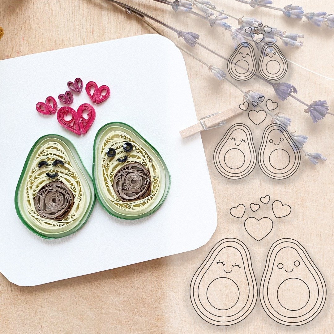 Digital Download - Pattern Paper Quilling Avocado - Love Card - DIY - Logo 设计/图案设计 - 其他材质 