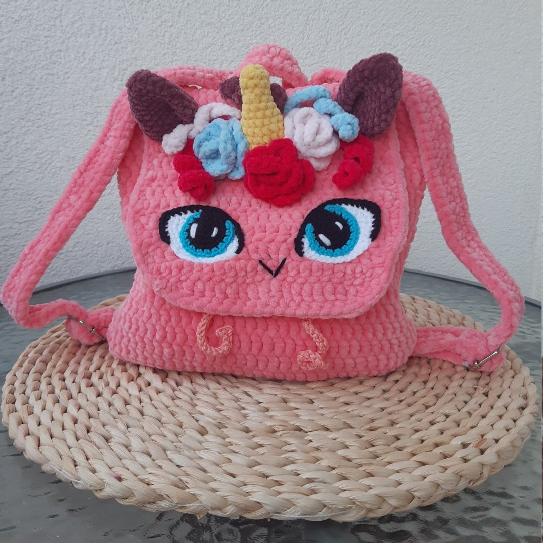 独角兽背包钩针图案 Amigurumi，钩针独角兽包图案， - 编织/刺绣/羊毛毡/裁缝 - 其他材质 粉红色