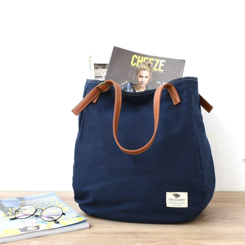 Sack 手提袋 - 海军蓝色 - 手提包/手提袋 - 棉．麻 蓝色