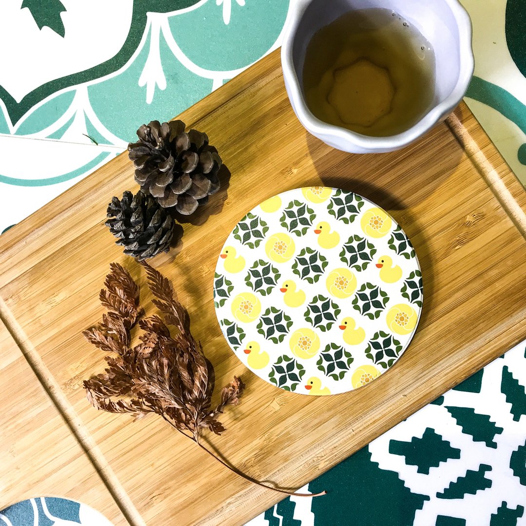 圆滚滚杯垫 ∣ 优雅小鸭 - 杯垫 - 陶 黄色