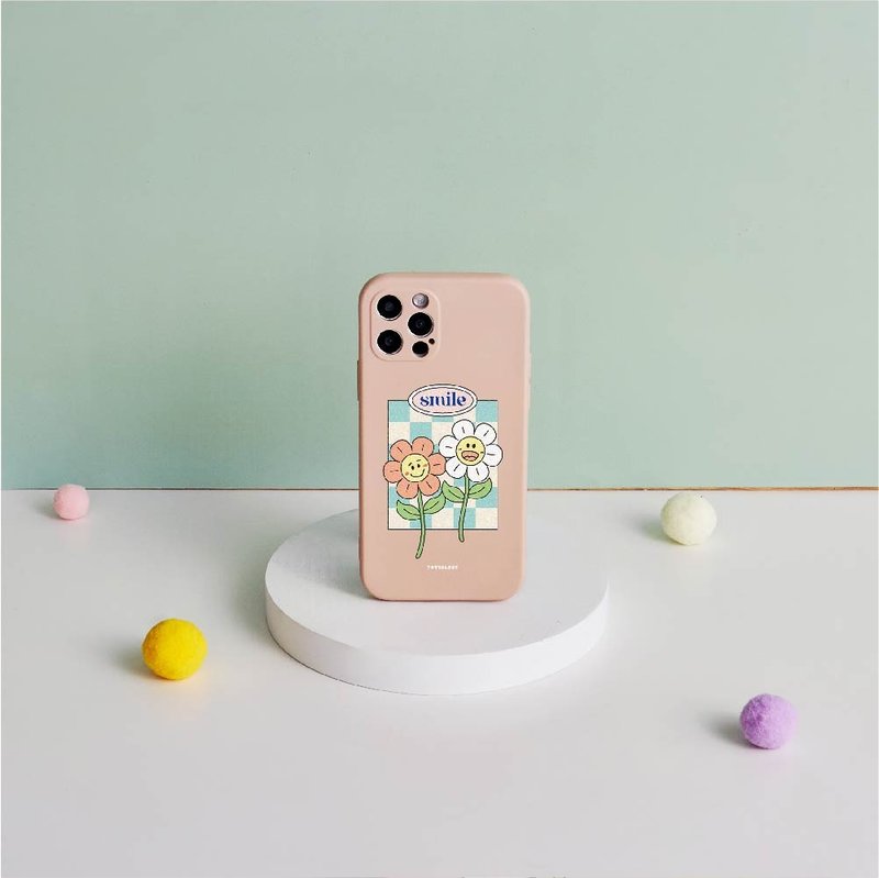 Smile棋盘格花花全包iPhone手机壳 - 手机壳/手机套 - 硅胶 多色