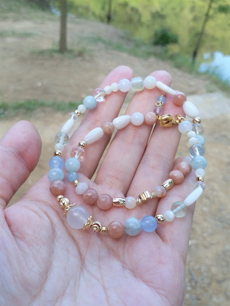 【秋冬新时尚】 太阳石 │粉晶│海蓝宝│白水晶│白贝│ 手链 - 手链/手环 - 水晶 多色
