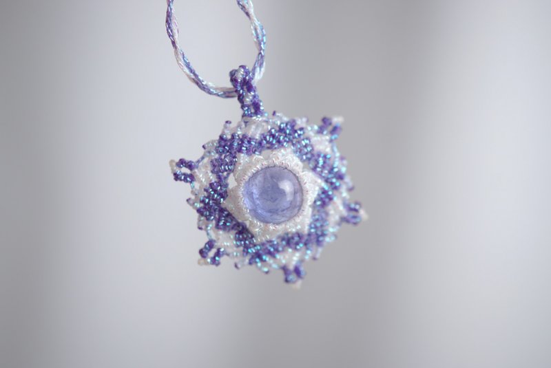 坦桑石 蜡线编织颈绳 - 项链 - 宝石 蓝色