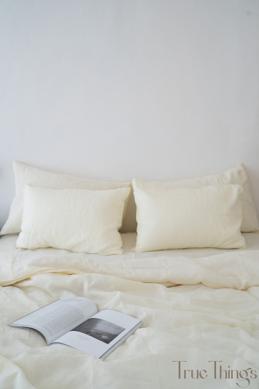 Ivory linen pillowcase / Beige pillow cover /Euro, American, Taiwan size - 寝具 - 亚麻 卡其色