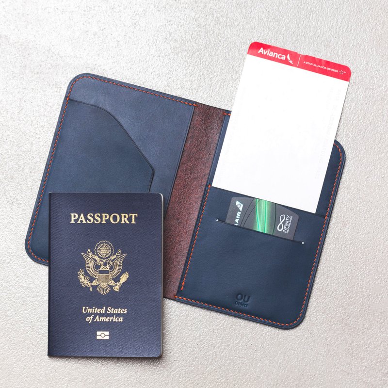 偶物/// 植鞣革 撞色护照套 - 护照夹/护照套 - 真皮 