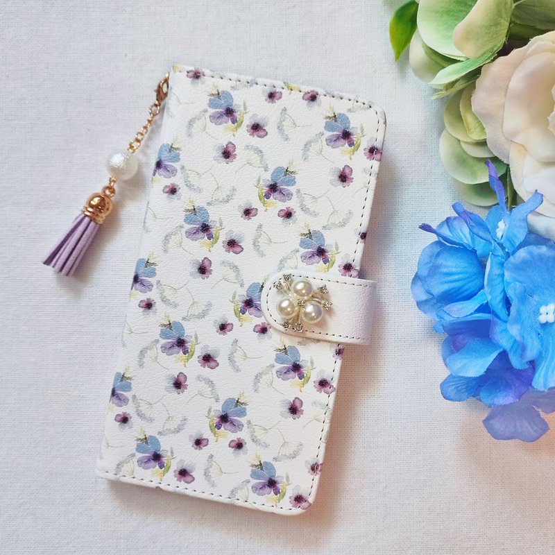花柄手机壳 手帐型 翻盖手机套 iPhone 12 iPhone 11 iPhone 13 iPhone 14 Galaxy S22 S23 - 手机壳/手机套 - 人造皮革 多色