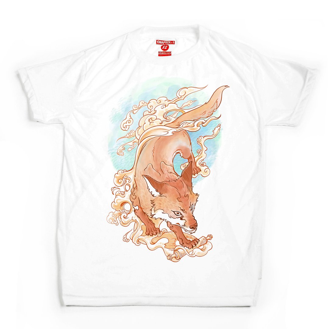 The fire fox Chapter One T-shirt Soften unisex male female - 男装上衣/T 恤 - 棉 白色