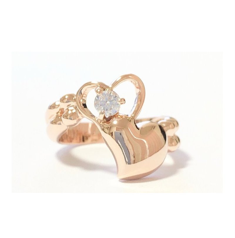 两颗心的戒指（可用小指戒指）。 - 戒指 - 其他金属 金色