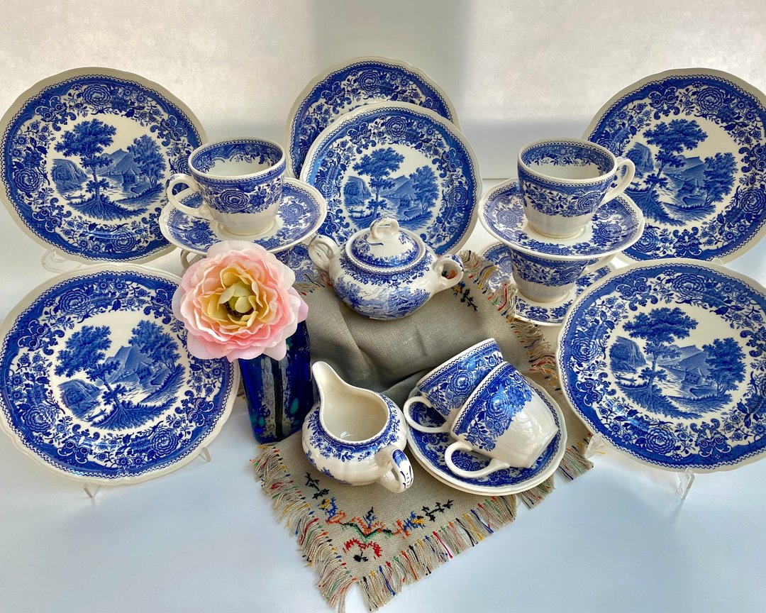 Villeroy & Boch Burgenland Blue 咖啡用瓷器套装 德国产 停产 - 盘子/餐盘/盘架 - 瓷 蓝色