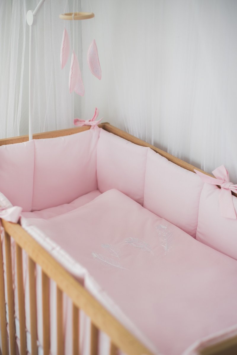 Pink girl nursery crib bumpers - 婴儿床上用品 - 棉．麻 粉红色