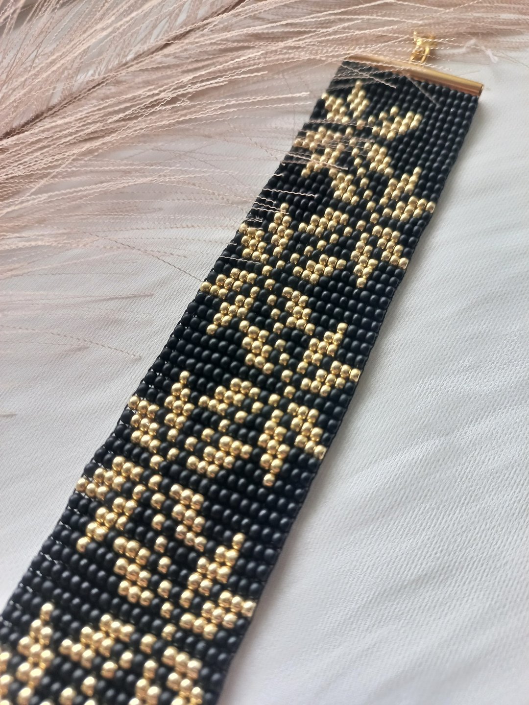Bracelet beads golden flowers handmade jewelry - 手链/手环 - 琉璃 多色