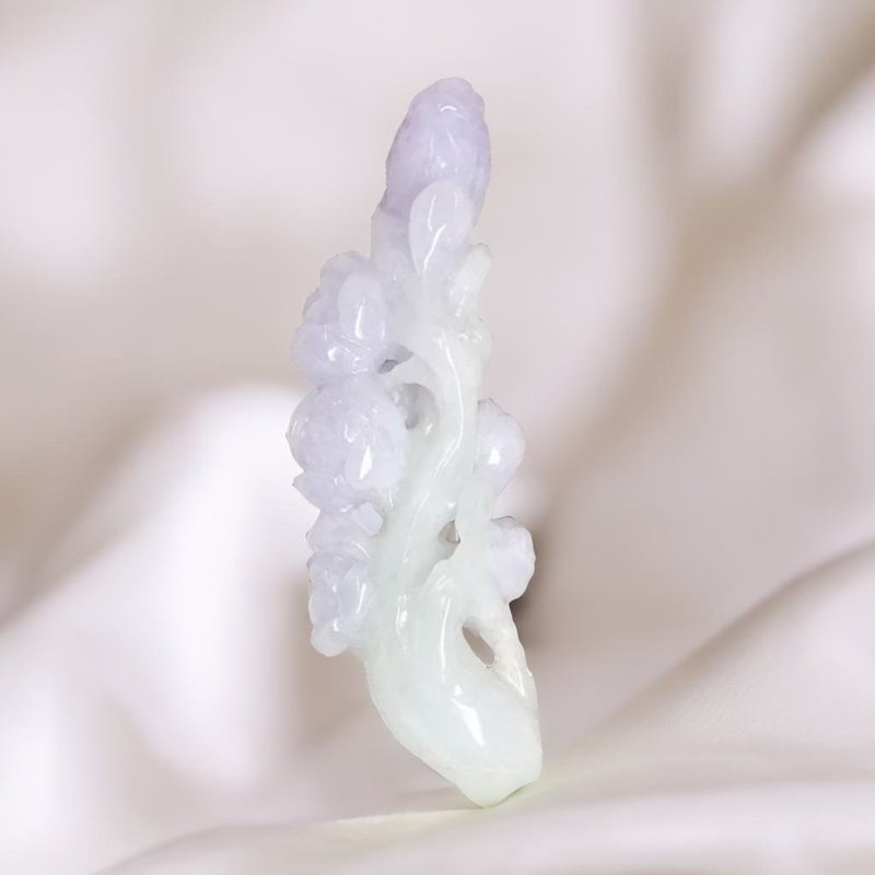 紫罗兰翡翠巧雕兰花 | 天然缅甸A货翡翠 | 送礼 - 吊饰 - 玉石 多色