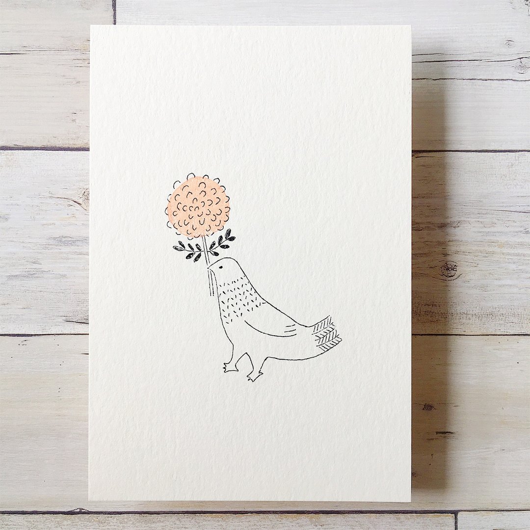 Mimeograph 12postcard package - the bird and the flower T20 - 卡片/明信片 - 纸 粉红色