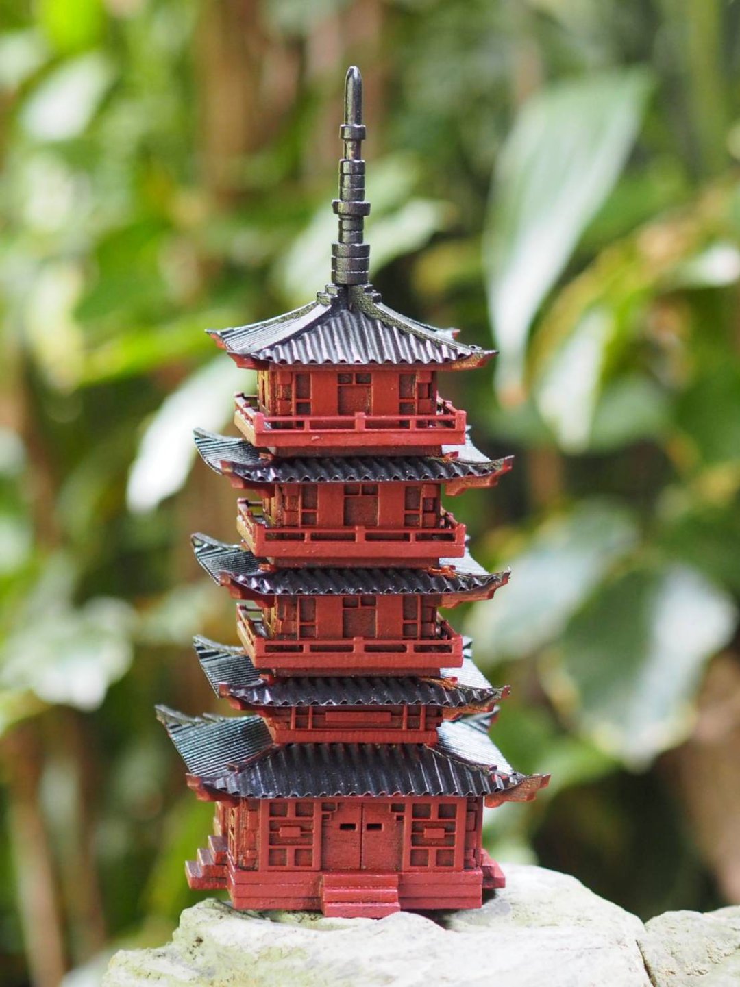 Japanese pavilion model scale model for diorama or home and garden decoration - 摆饰 - 木头 红色