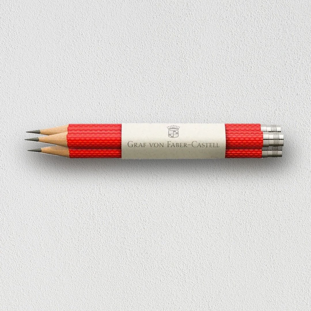 【Graf von Faber-Castell】补充用绳纹完美铅笔3入-印度红 - 铅笔/自动铅笔 - 其他材质 红色