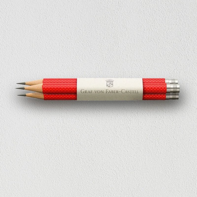 【Graf von Faber-Castell】补充用绳纹完美铅笔3入-印度红 - 铅笔/自动铅笔 - 其他材质 红色
