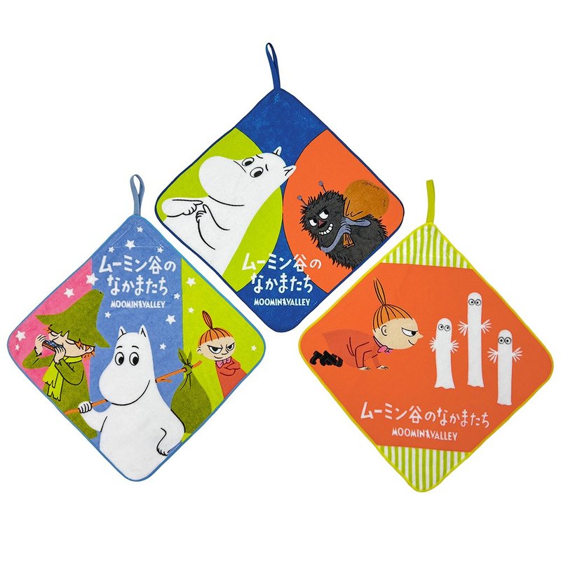 日本丸真 Moomin 挂绳小方巾三入组 姆明谷的日常 - 毛巾浴巾 - 棉．麻 