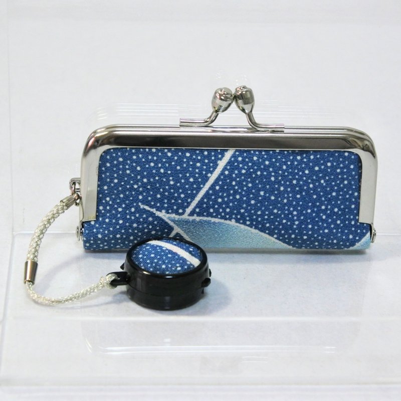 口金印章 USB 两用收纳包 - 零钱包 - 丝．绢 蓝色