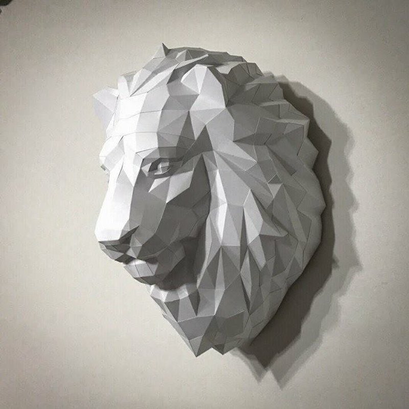 匠纸正版_DIY材料包_手作_纸模型_王者狮子壁饰 - 木工/竹艺/纸艺 - 纸 白色