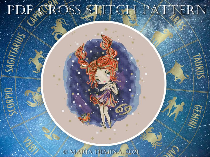 Zodiac - Cancer PDF cross stitch pattern - 手工艺教程/工具书 - 其他材质 
