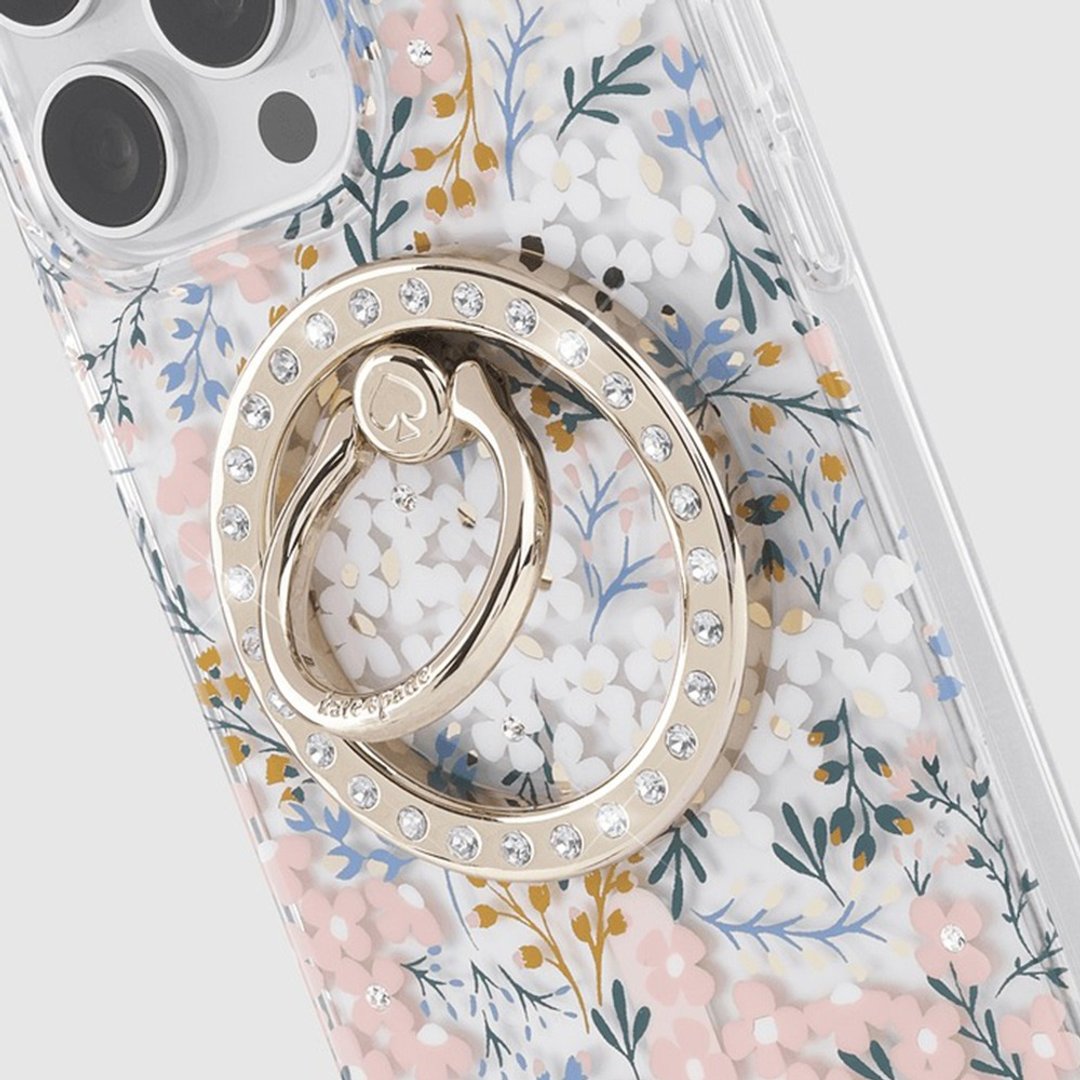 【kate spade】MagSafe 手机立架 指环 晶钻 - 手机座/防尘塞 - 其他金属 白色