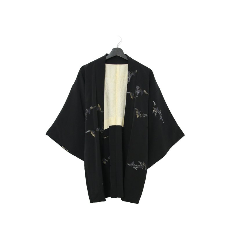Back to Green-日本带回羽织 金葱刺绣 叶 kb-53/vintage kimono - 女装休闲/机能外套 - 丝．绢 