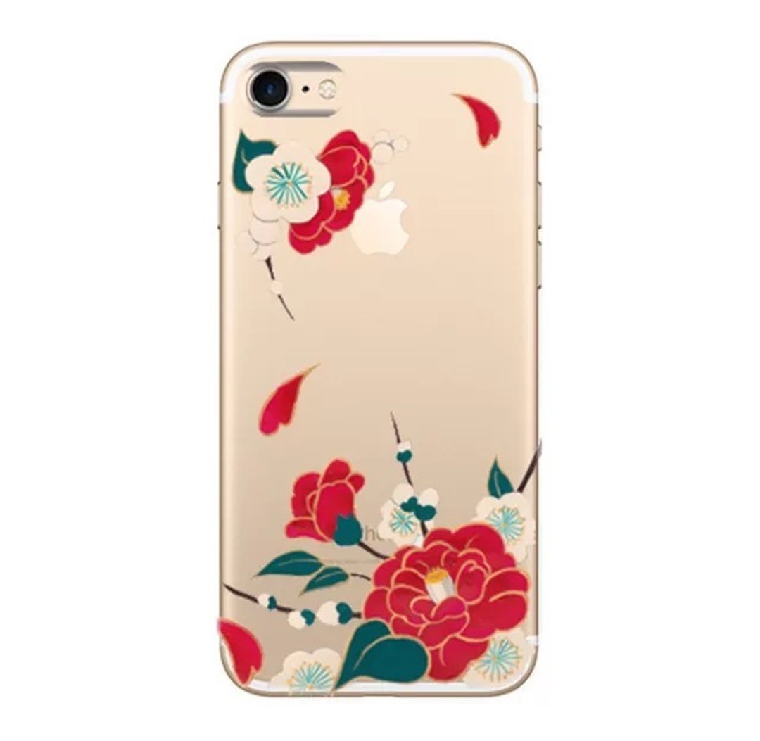 Sumaho Case Camellia and plum background transparent version iPhone 8 / iPhone 8 Plus Japanese Pattern Japanese Accessories Hand Drawn Kimono Smartphone - 手机壳/手机套 - 塑料 透明