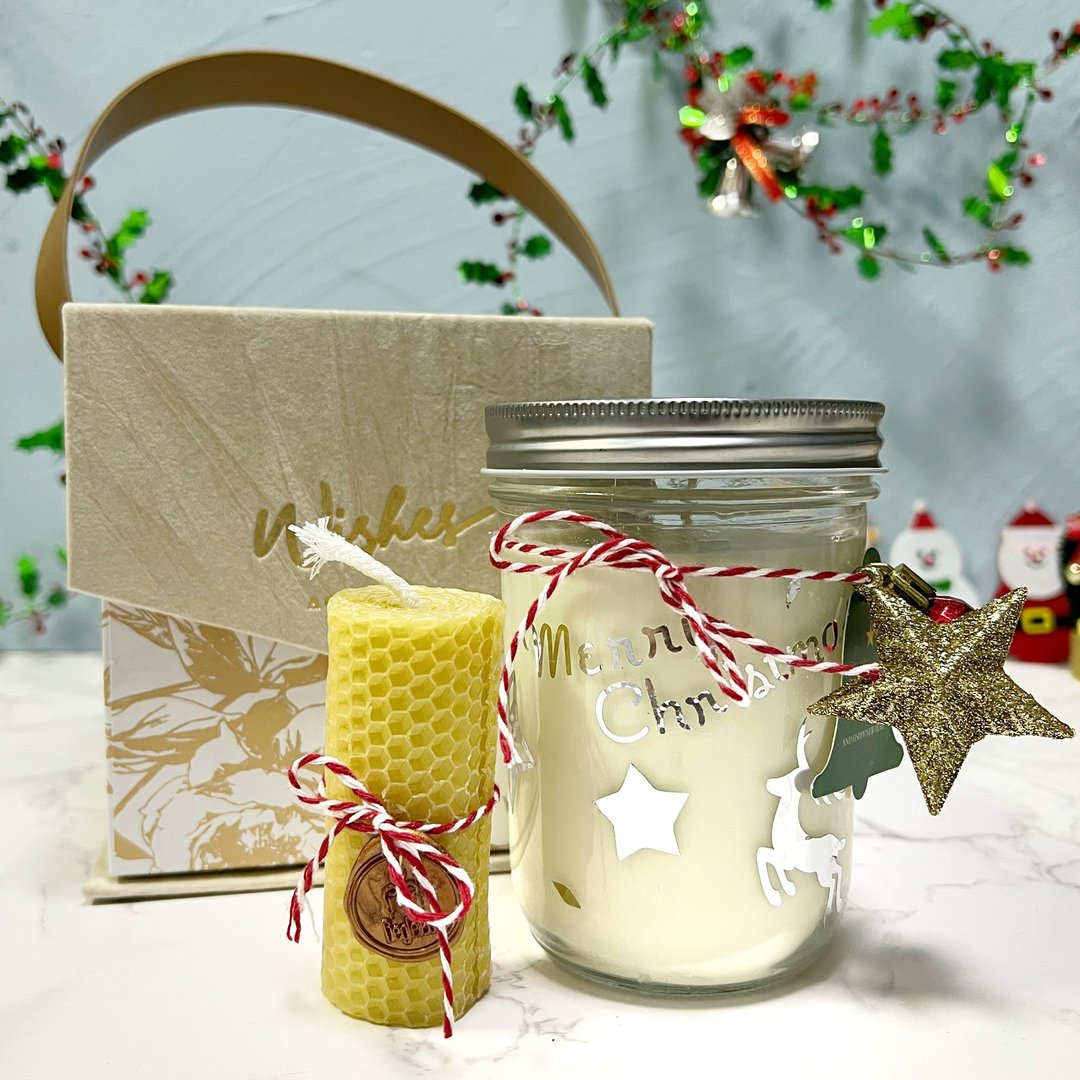 【圣诞礼盒】 Christmas Set 圣诞套装 - A - 蜡烛/烛台 - 蜡 白色